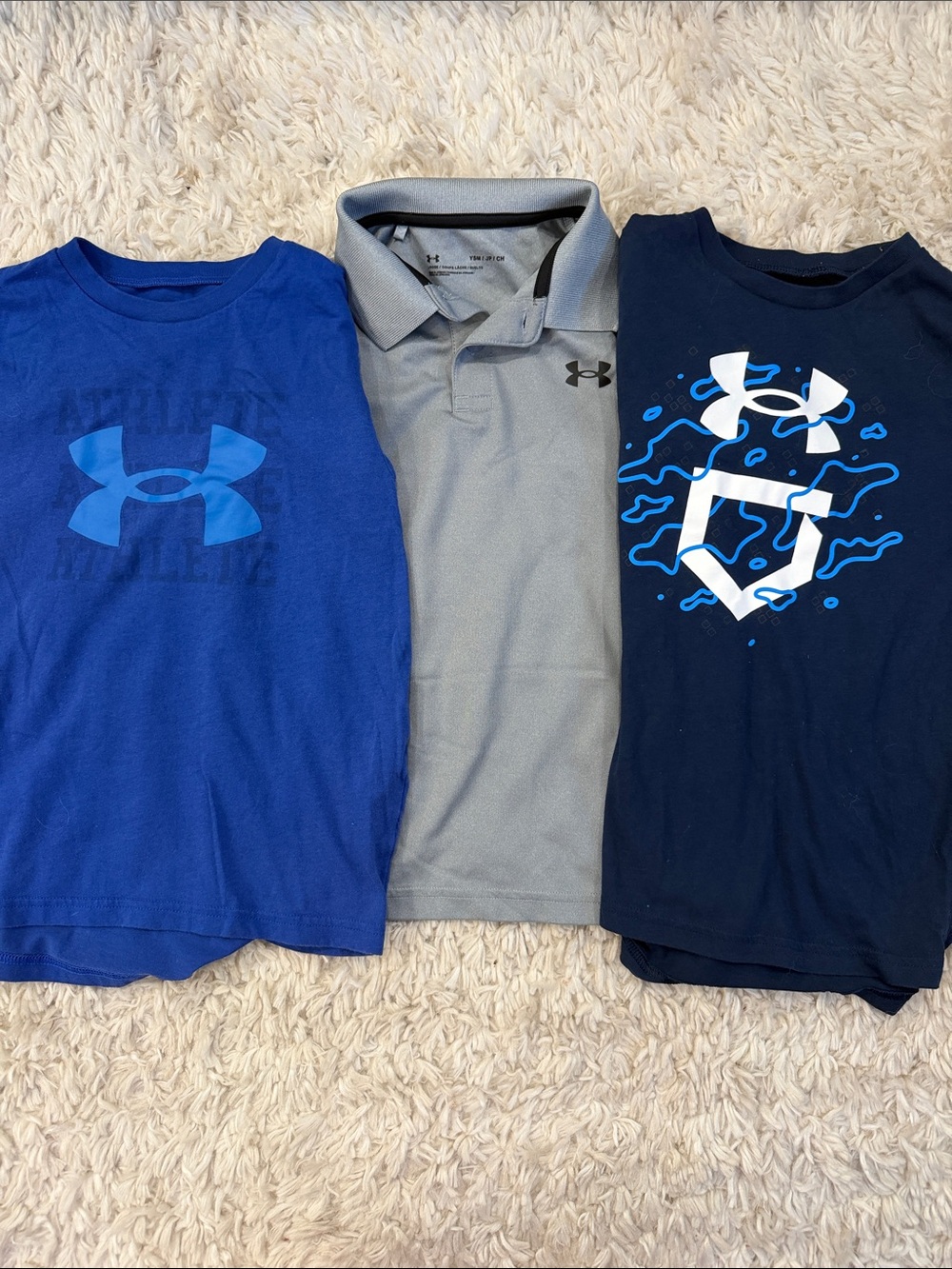 BUNDLE Under Armour Boys ShirtS & Polo Youth Small 3 Piece